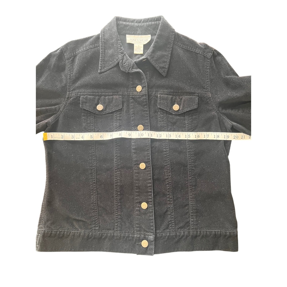 Jones Wear Sport Black Trucker Jacket Women Size 8 Cotton Button Up - Picture 5 of 7